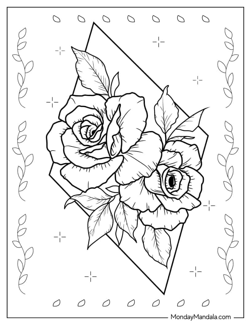 Abstract Rose Drawing To Color coloring page