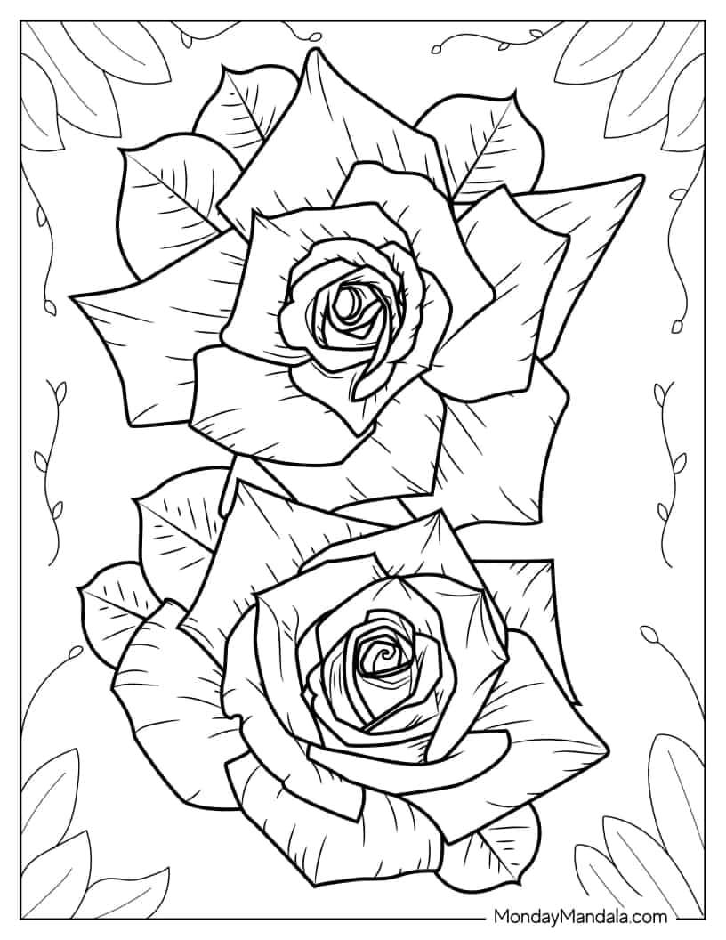 Blooming Roses Coloring Sheet coloring page