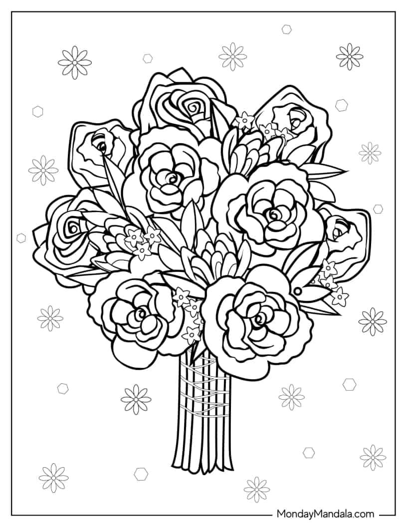 Bouquet Of Roses Coloring Page coloring page