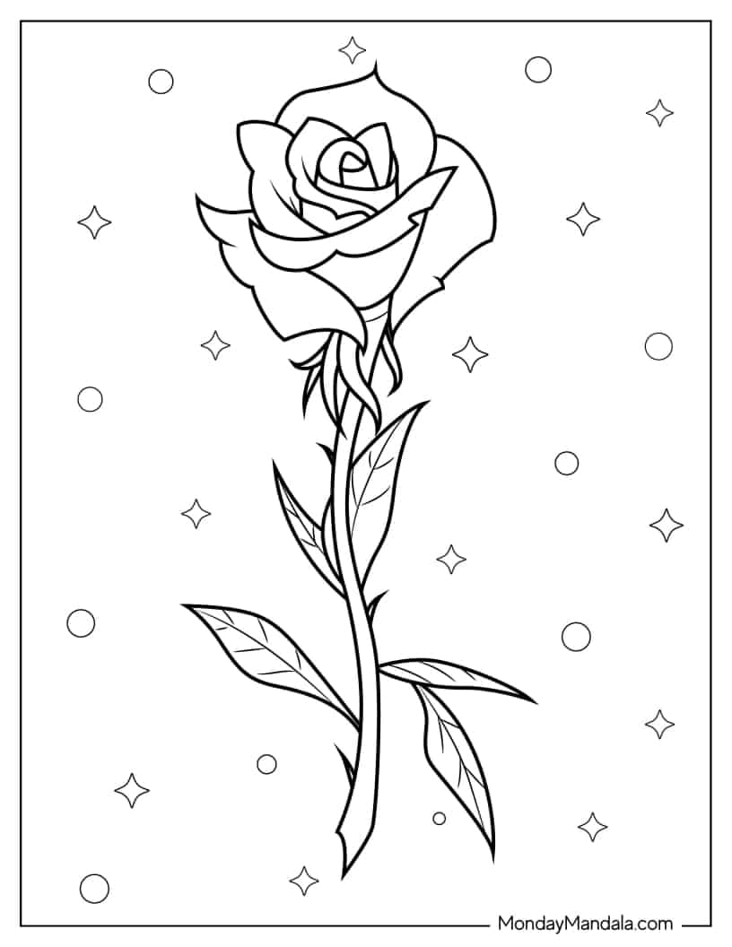 Simple Single Rose To Color coloring page