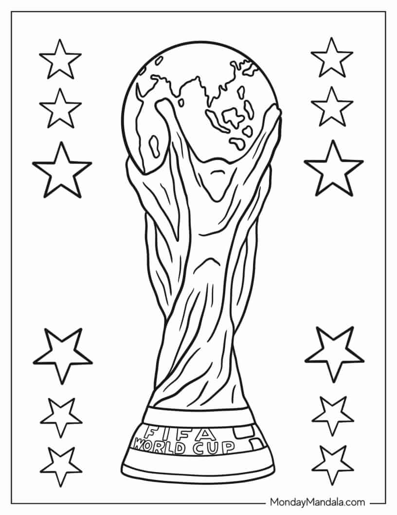 Fifa World Cup Trophy Coloring Sheet coloring page — printable line art