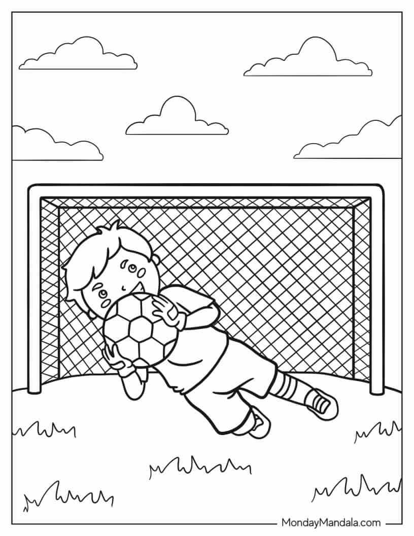 Kid Goal Keeper To Color coloring page — printable line art