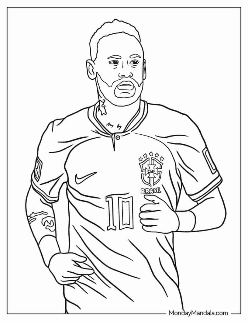 Neymar Brazilian Soccer Player To Color coloring page