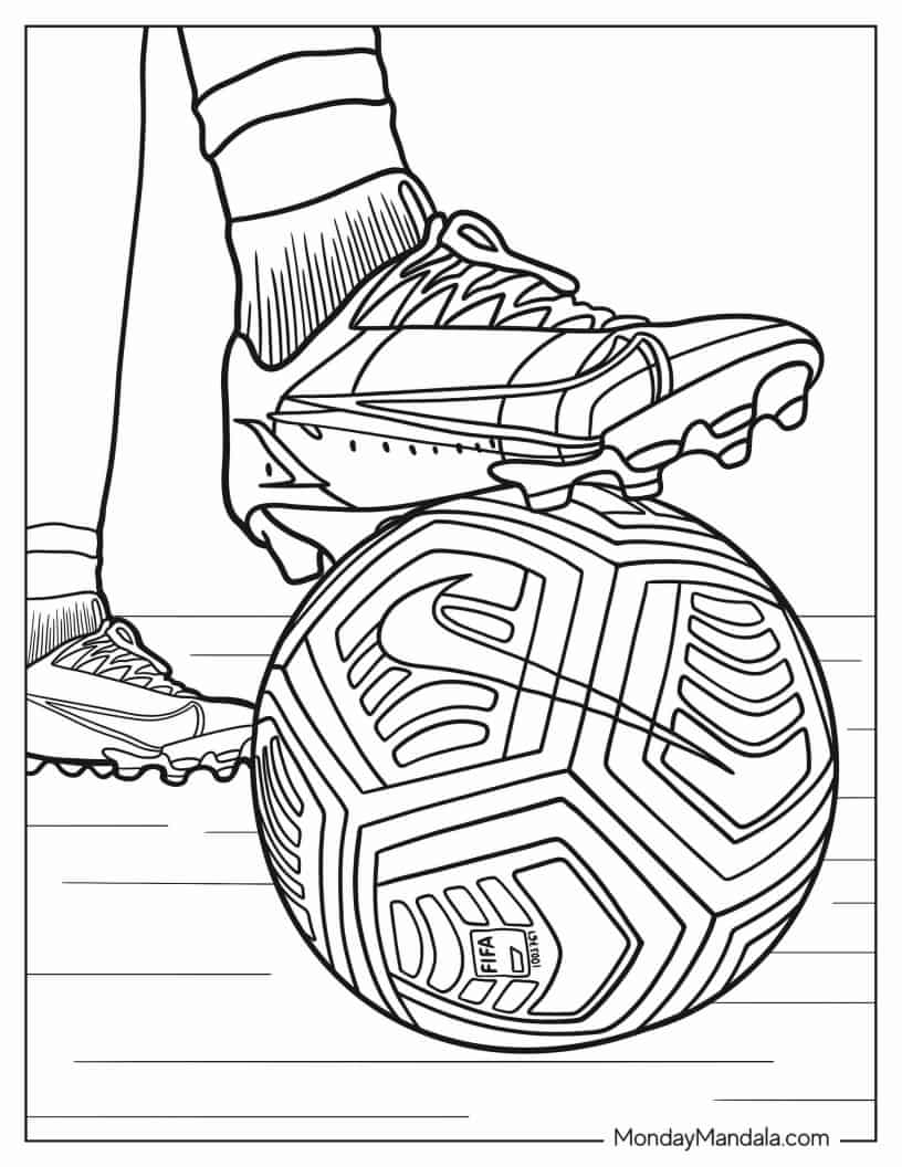 Nike Soccer Boots And Ball To Color coloring page — printable line art