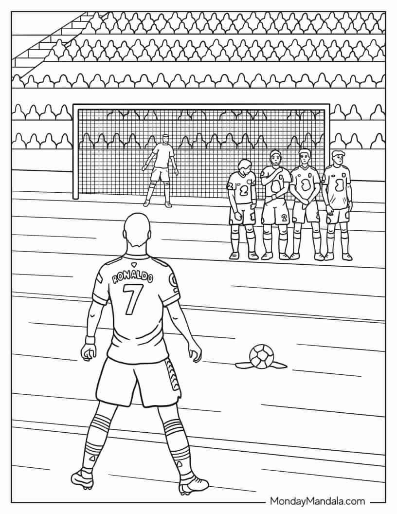 Ronaldo Penalty Shoot Out To Color coloring page