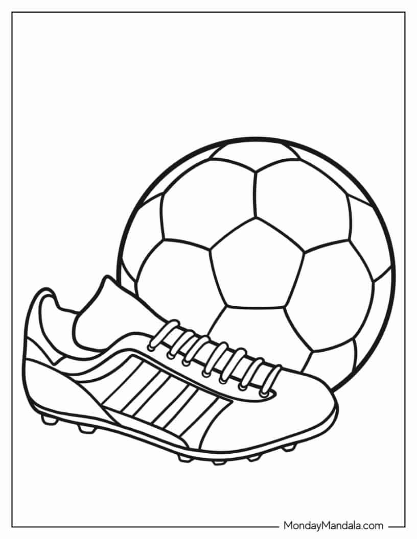 Soccer Boot And Ball To Color coloring page