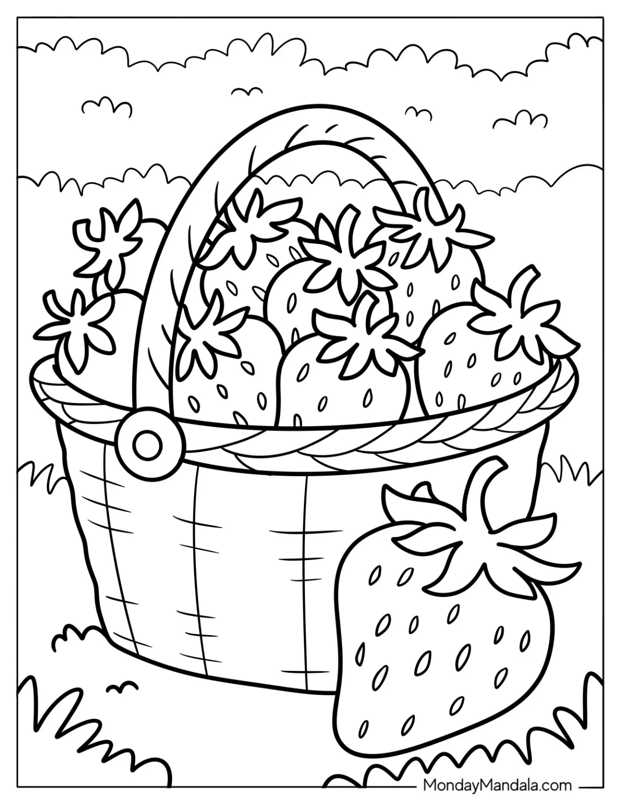 Basket Full Of Strawberries Coloring Page coloring page