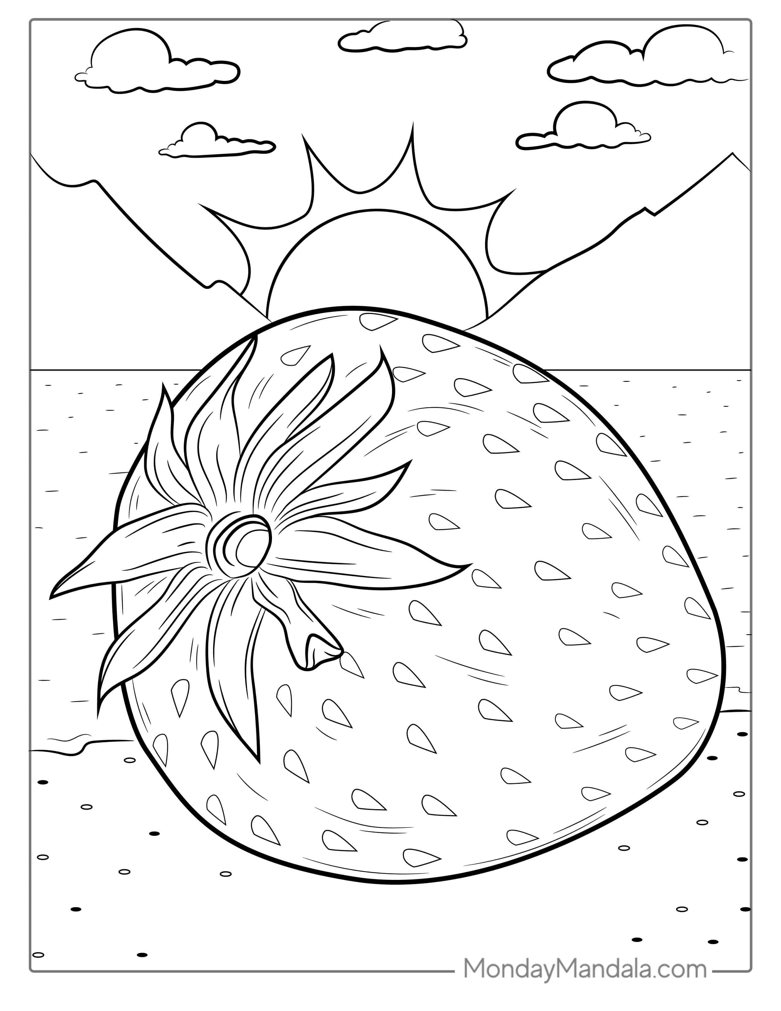 Big Juicy Strawberry To Color coloring page