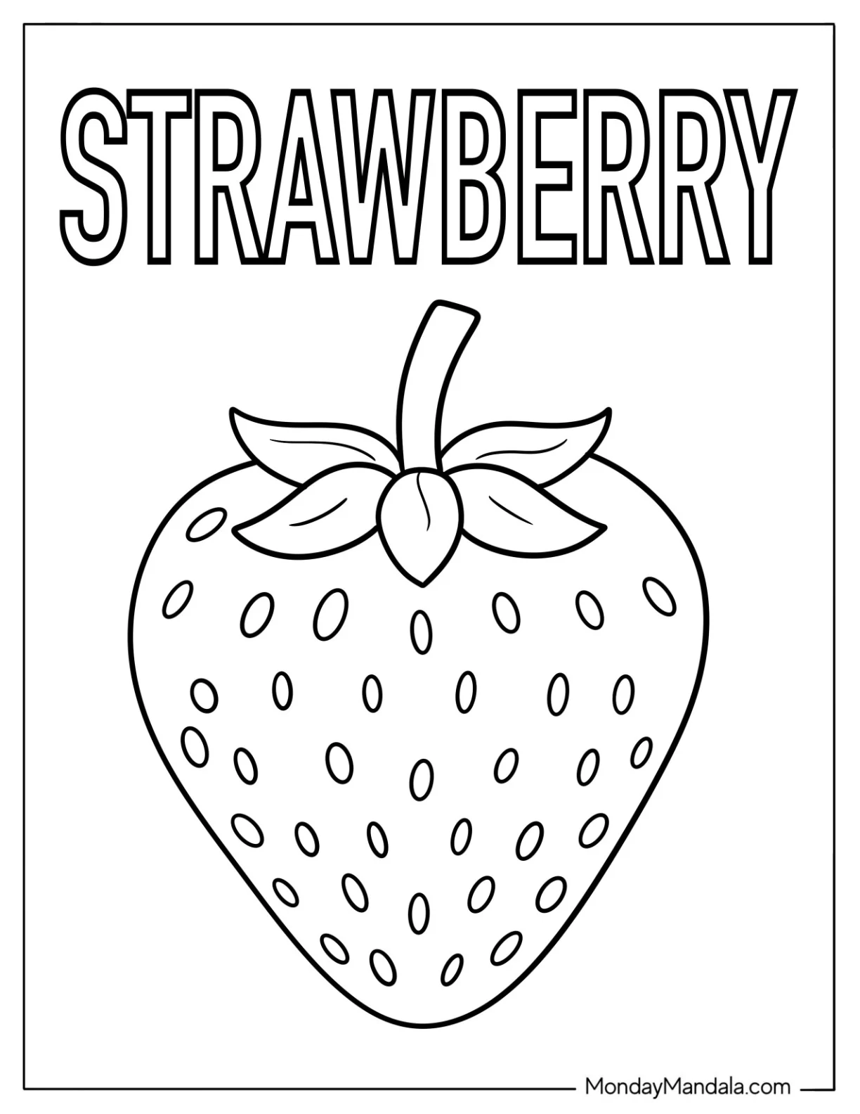Realistic Strawberry Coloring Page Flashcard coloring page