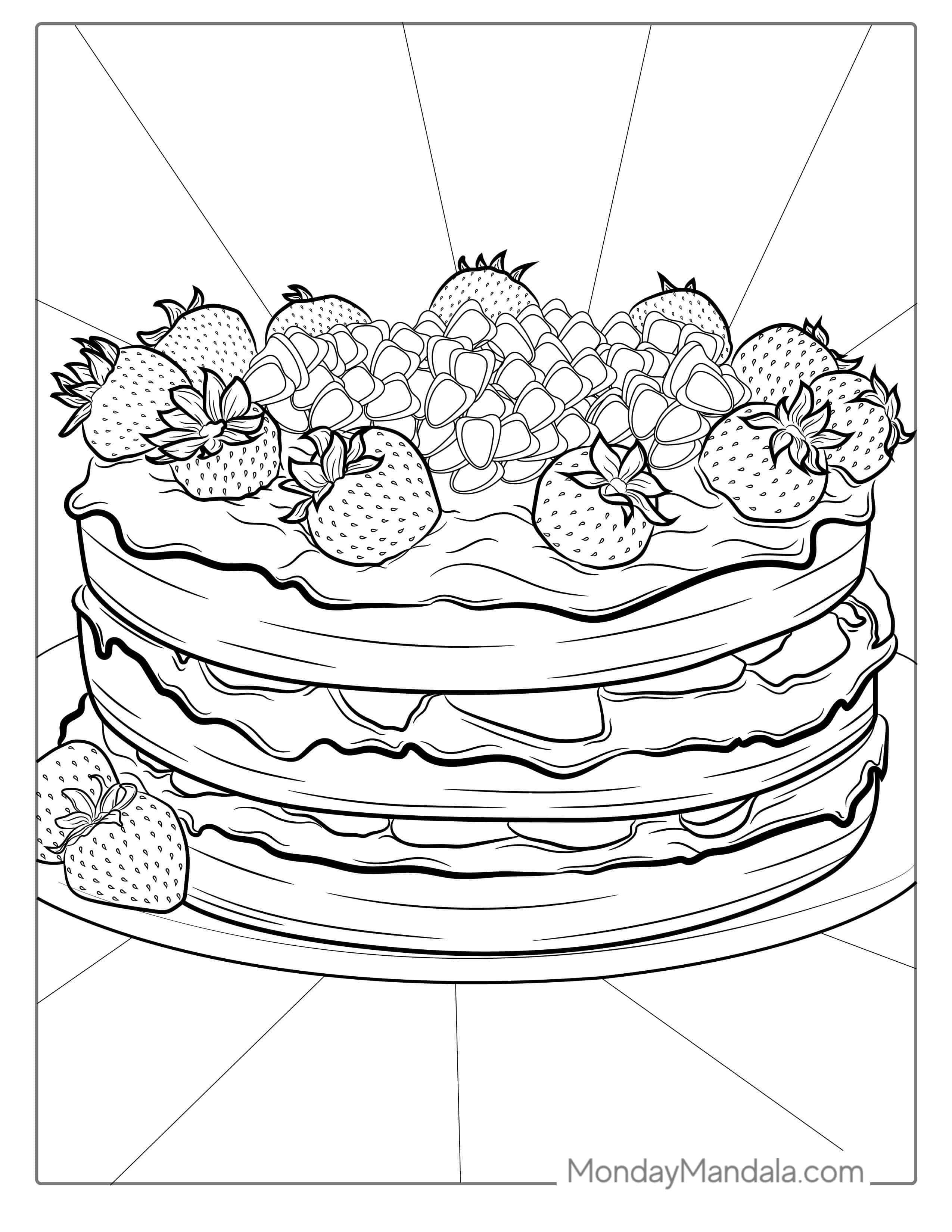 Strawberry Cake Coloring Page coloring page