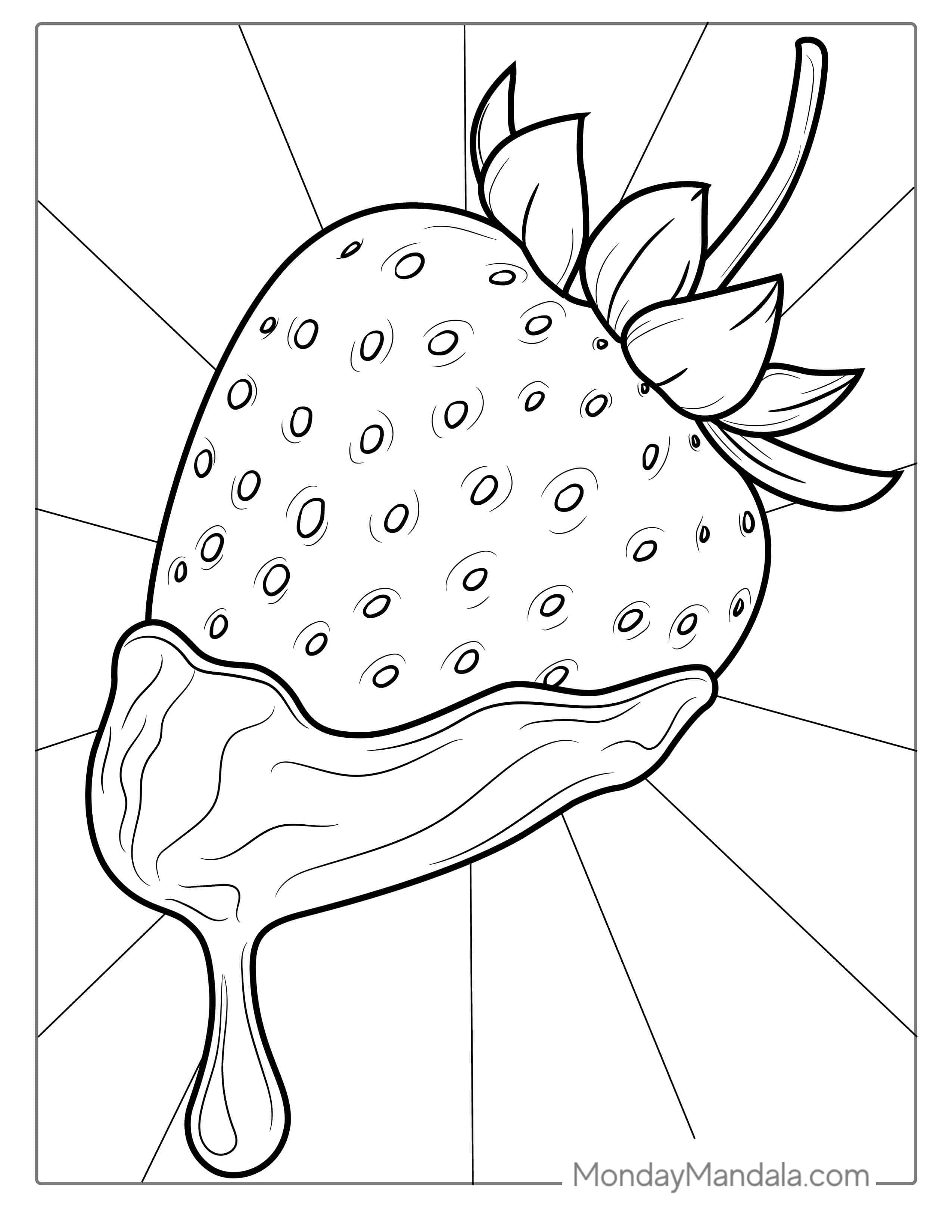 Strawberry Dipped In Chocolate To Color coloring page — printable line art