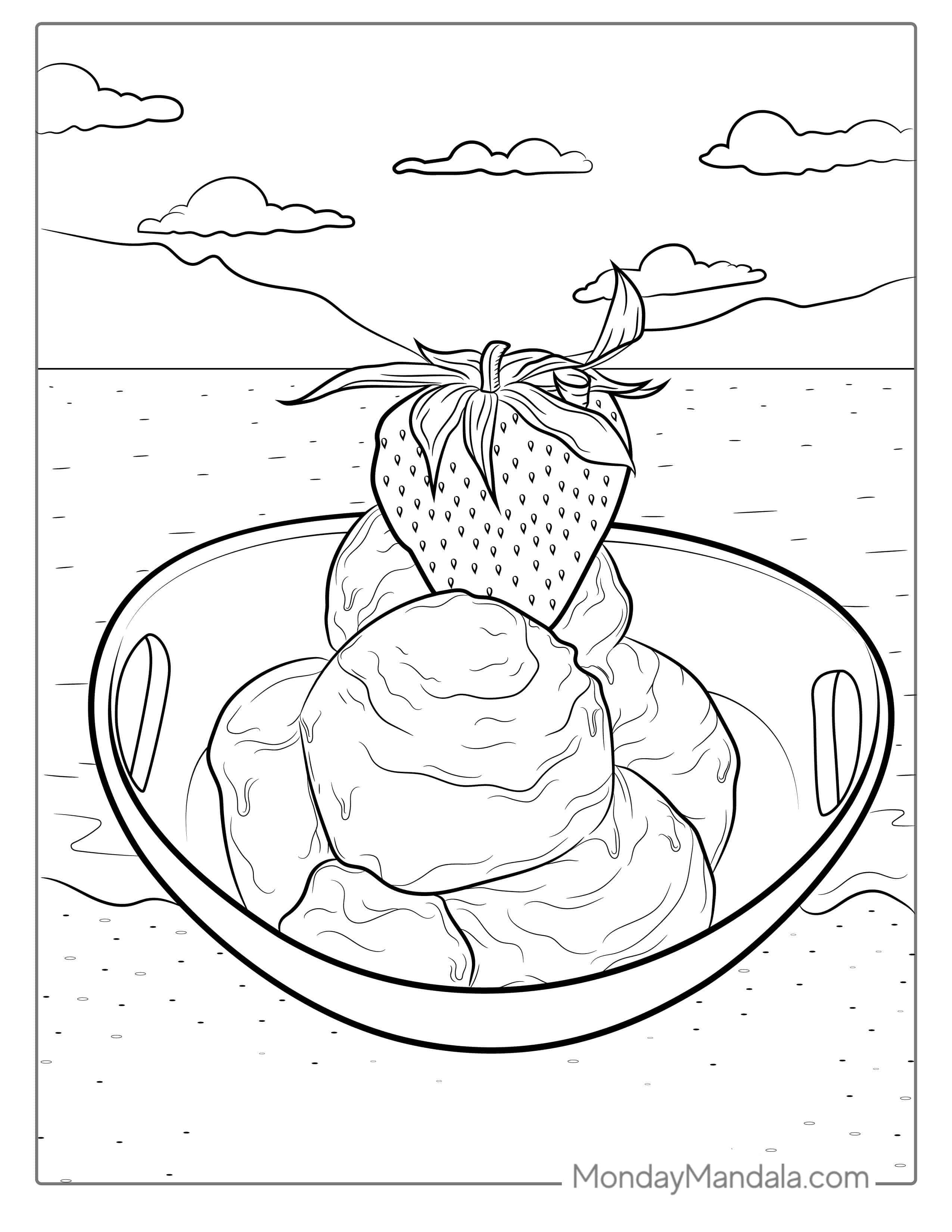 Strawberry Ice Cream Coloring Sheet coloring page