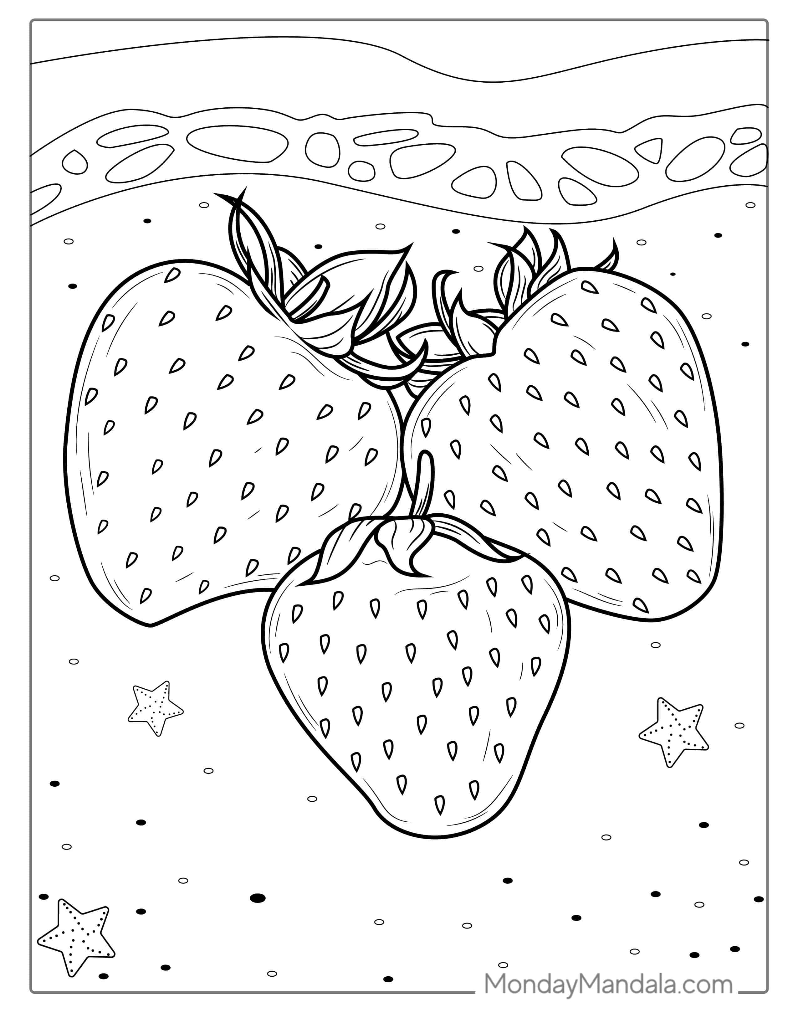 Three Strawberries On The Beach coloring page