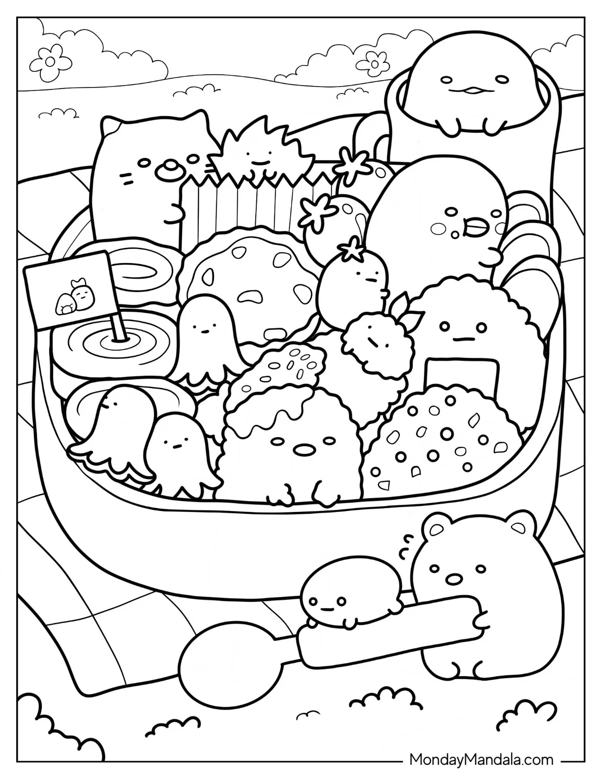 Kawaii Sumikko Gurashi Coloring Page In Bento coloring page