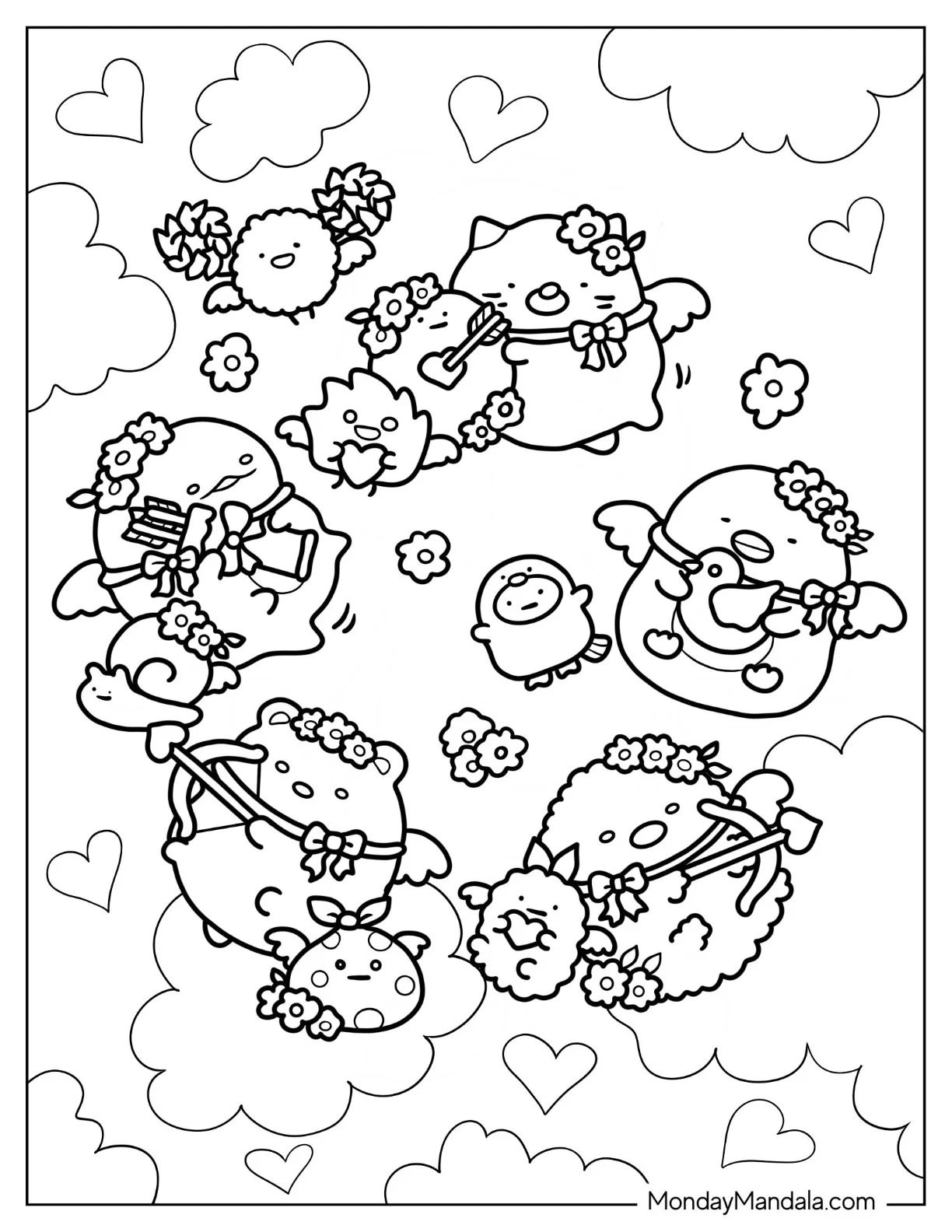 Sumikko Gurashi Coloring Page As Cupids In The Sky coloring page