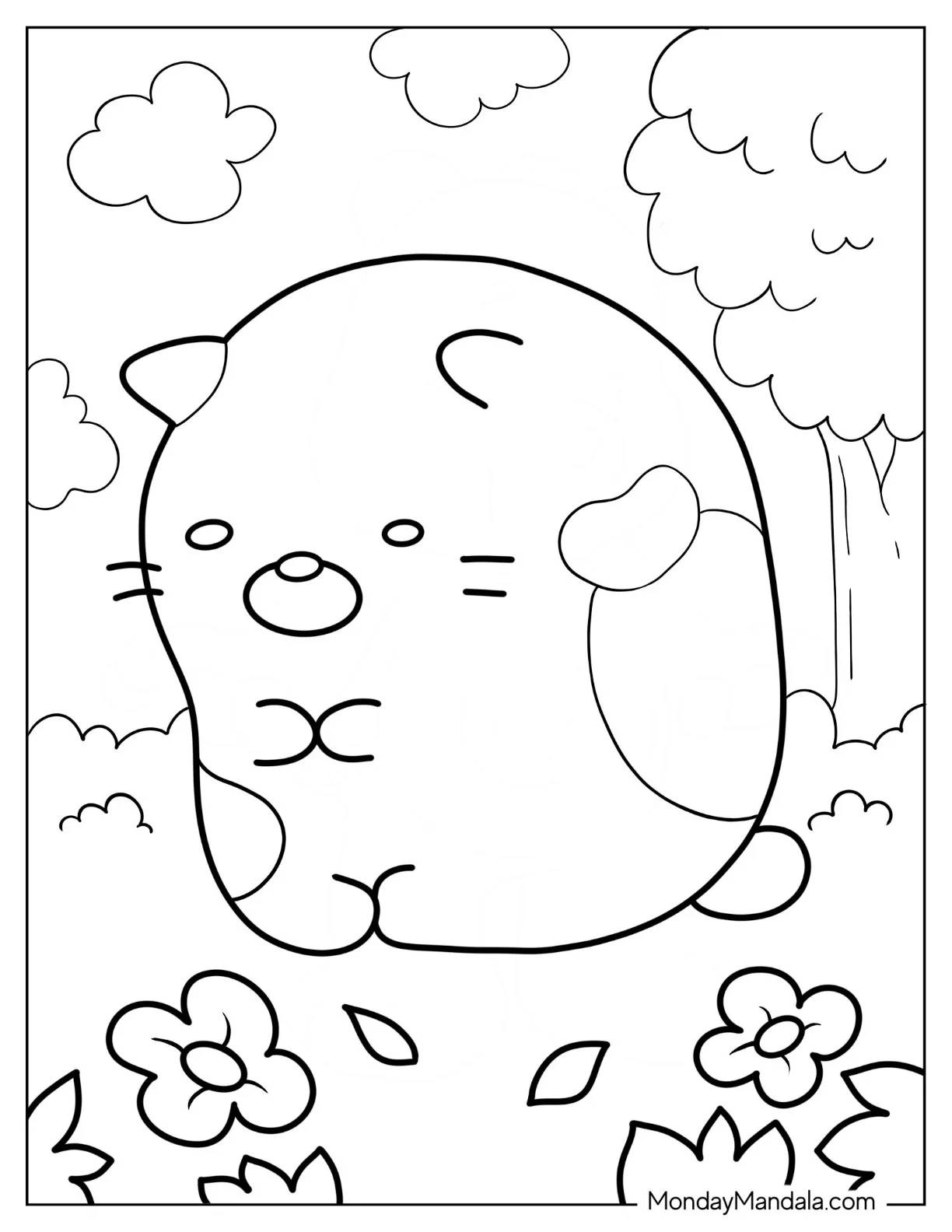 Sumikko Gurashi Coloring Page Of Shy Neko In Forest coloring page