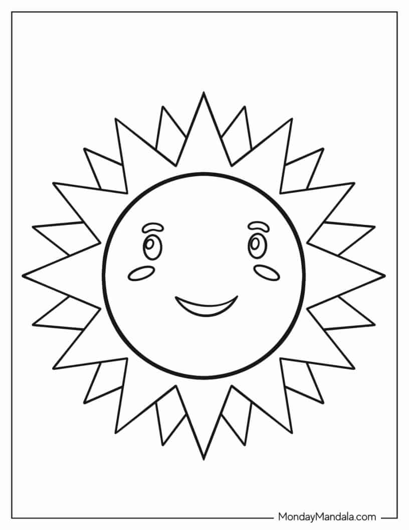 Easy Sun To Color For Preschoolers coloring page
