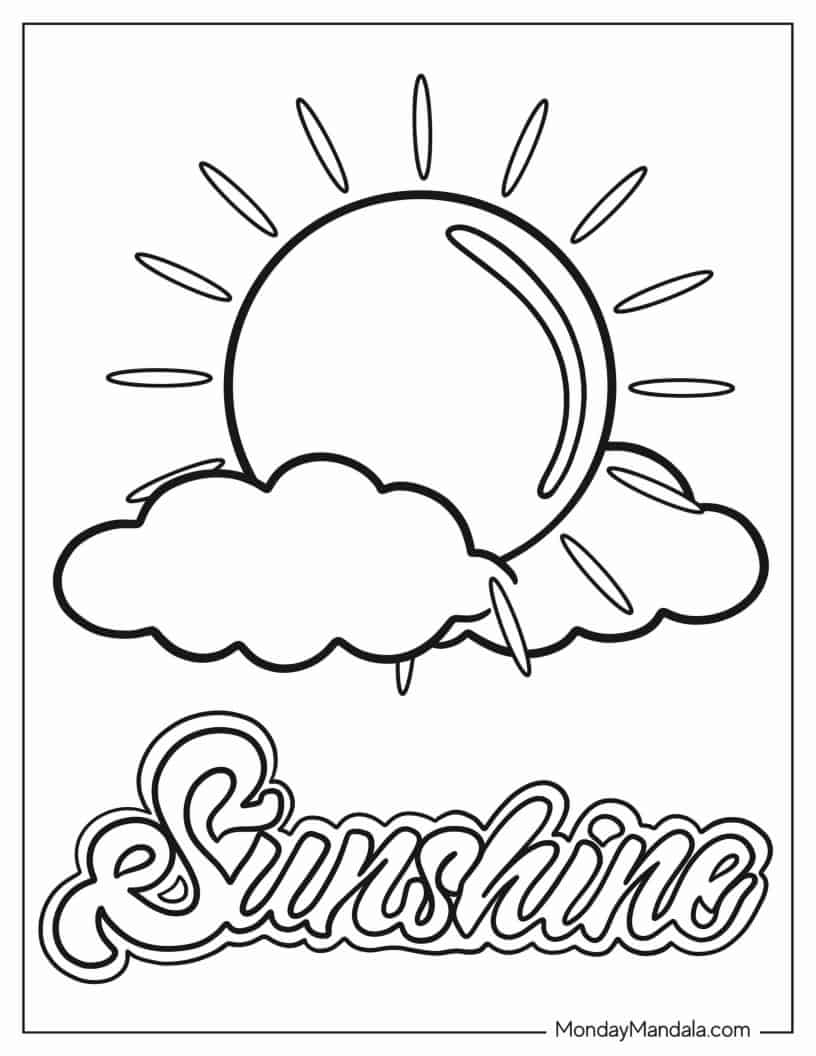 Sun In Cloud To Color coloring page