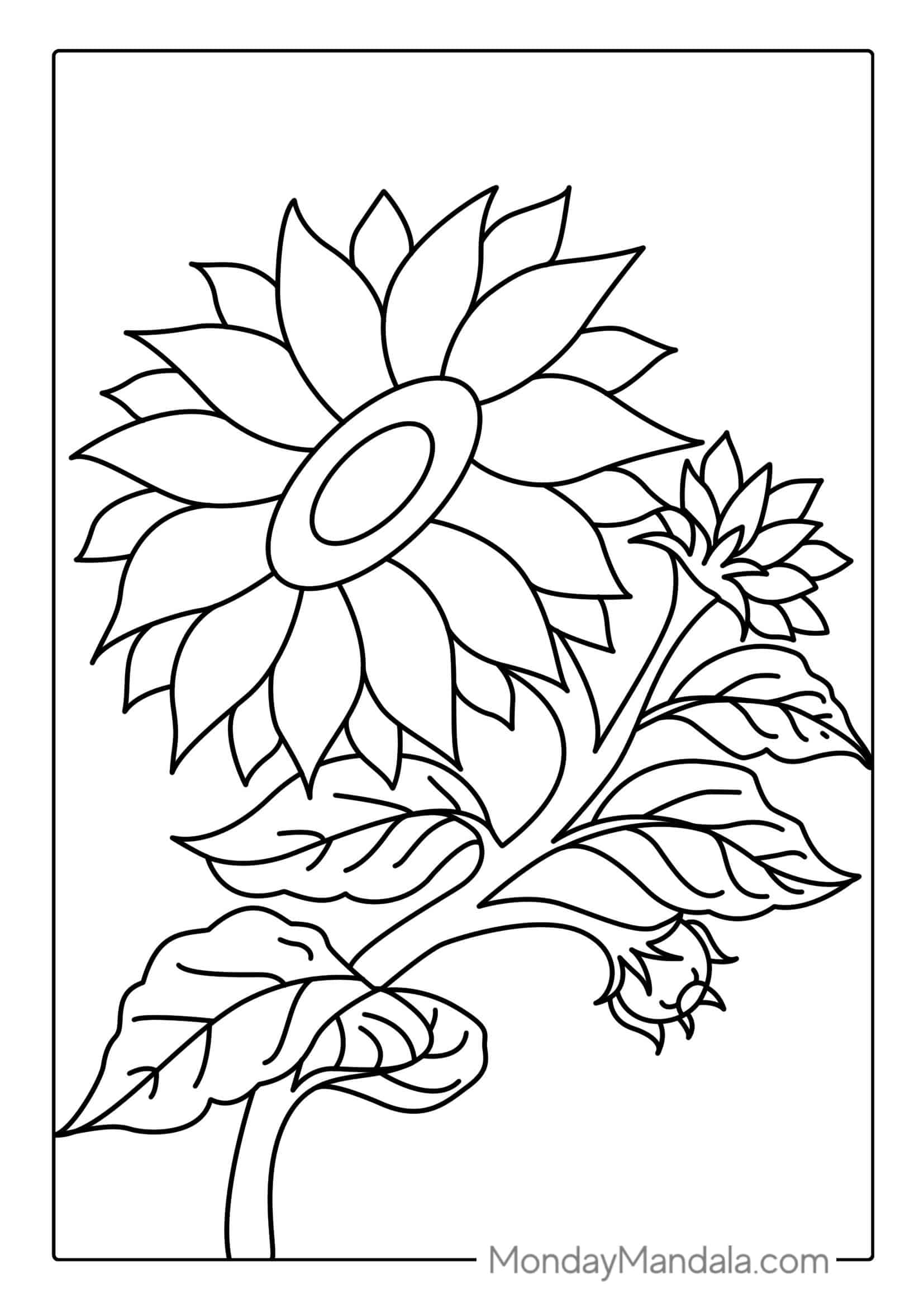Artistic Sunflower Coloring Sheet coloring page