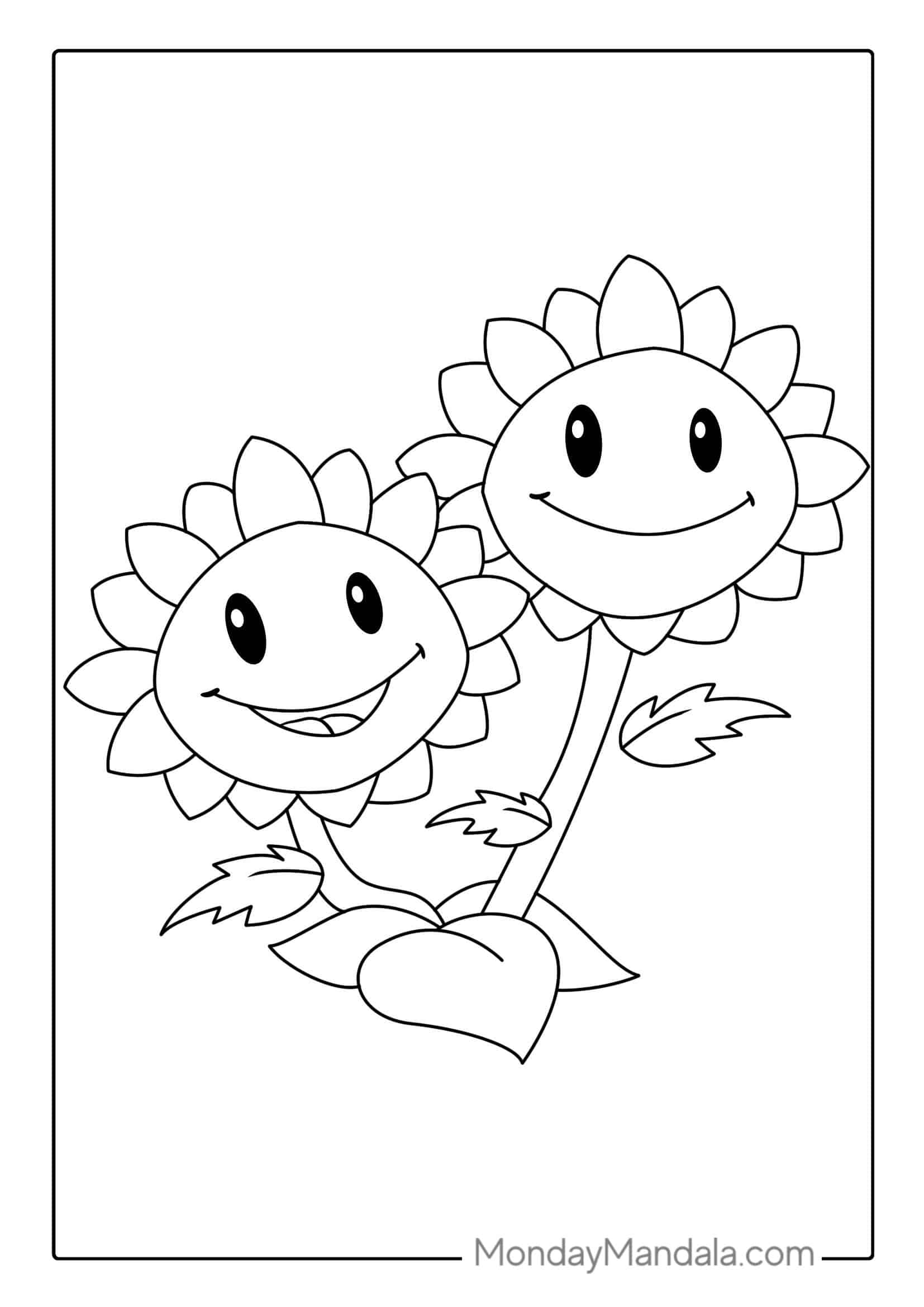 Coloring Page Of Plants Vs Zombies Sunflower coloring page