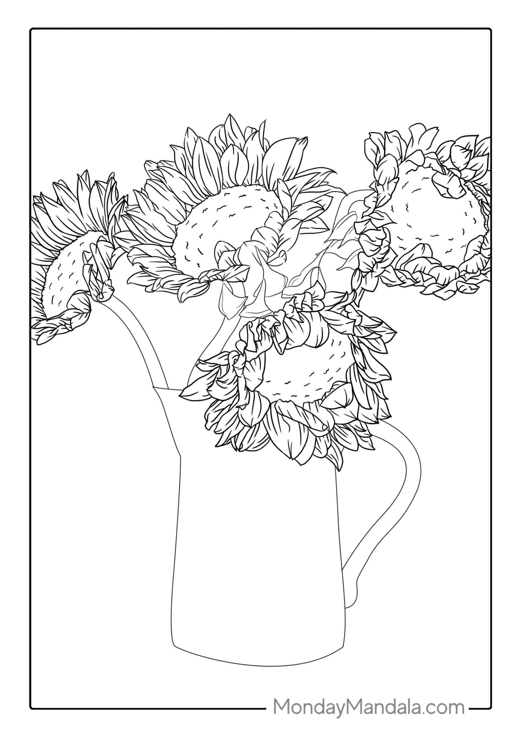Vase Of Sunflowers For Coloring In coloring page
