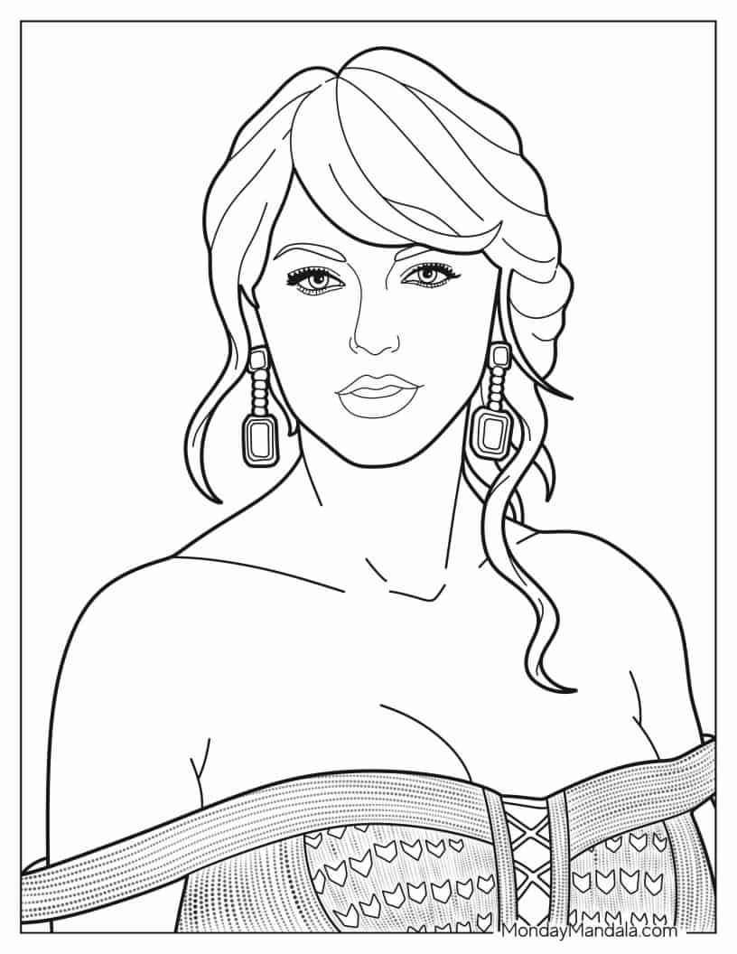 Close Up Of Taylor Swift_s Face coloring page