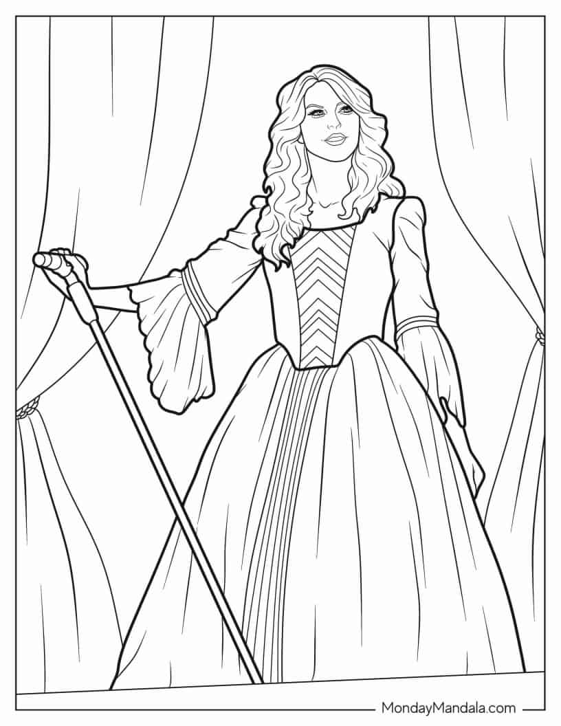 Coloring Page Of Taylor Swift In Fearless Tour coloring page
