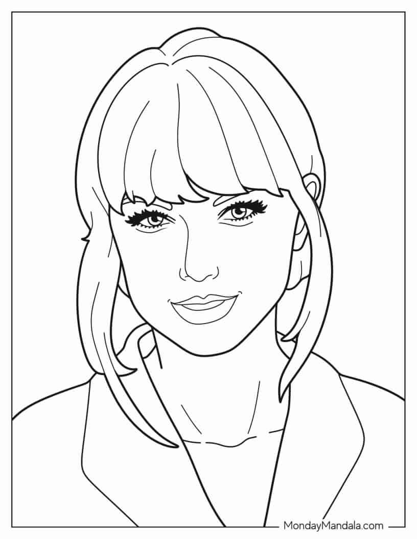 Easy Outline Of Taylor Swift_s Face coloring page