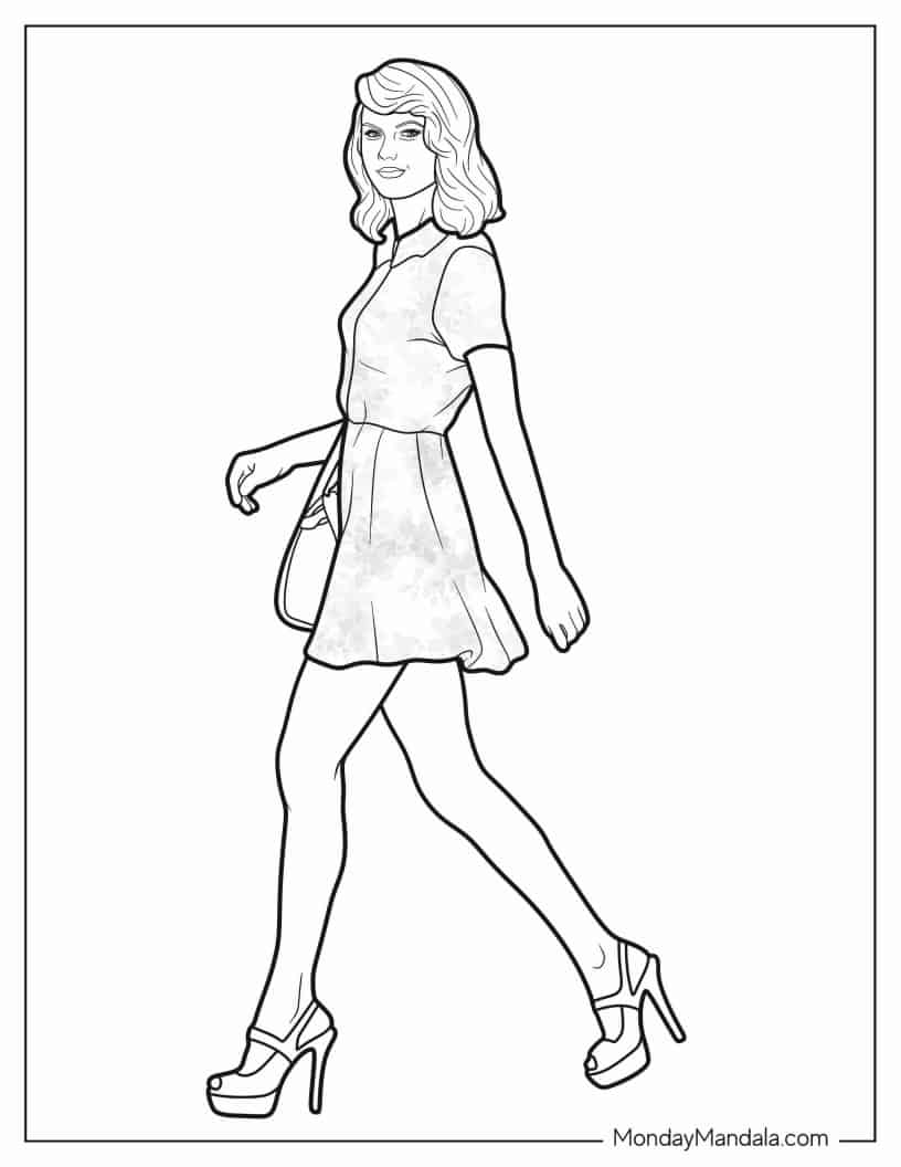 Simple Outline Of Taylor Swift For Kids coloring page