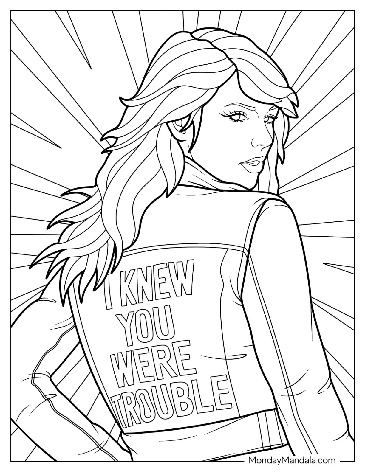 Taylor Swift Coloring Page In I Knew You Were Trouble Jacket coloring page