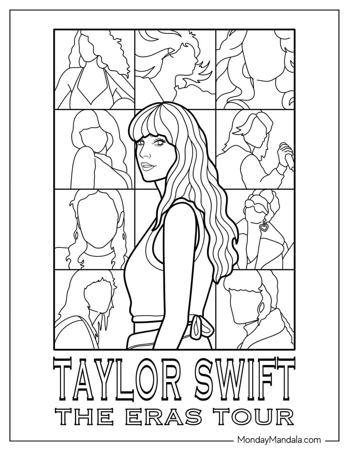 Taylor Swift Coloring Page The Eras Tour Poster coloring page