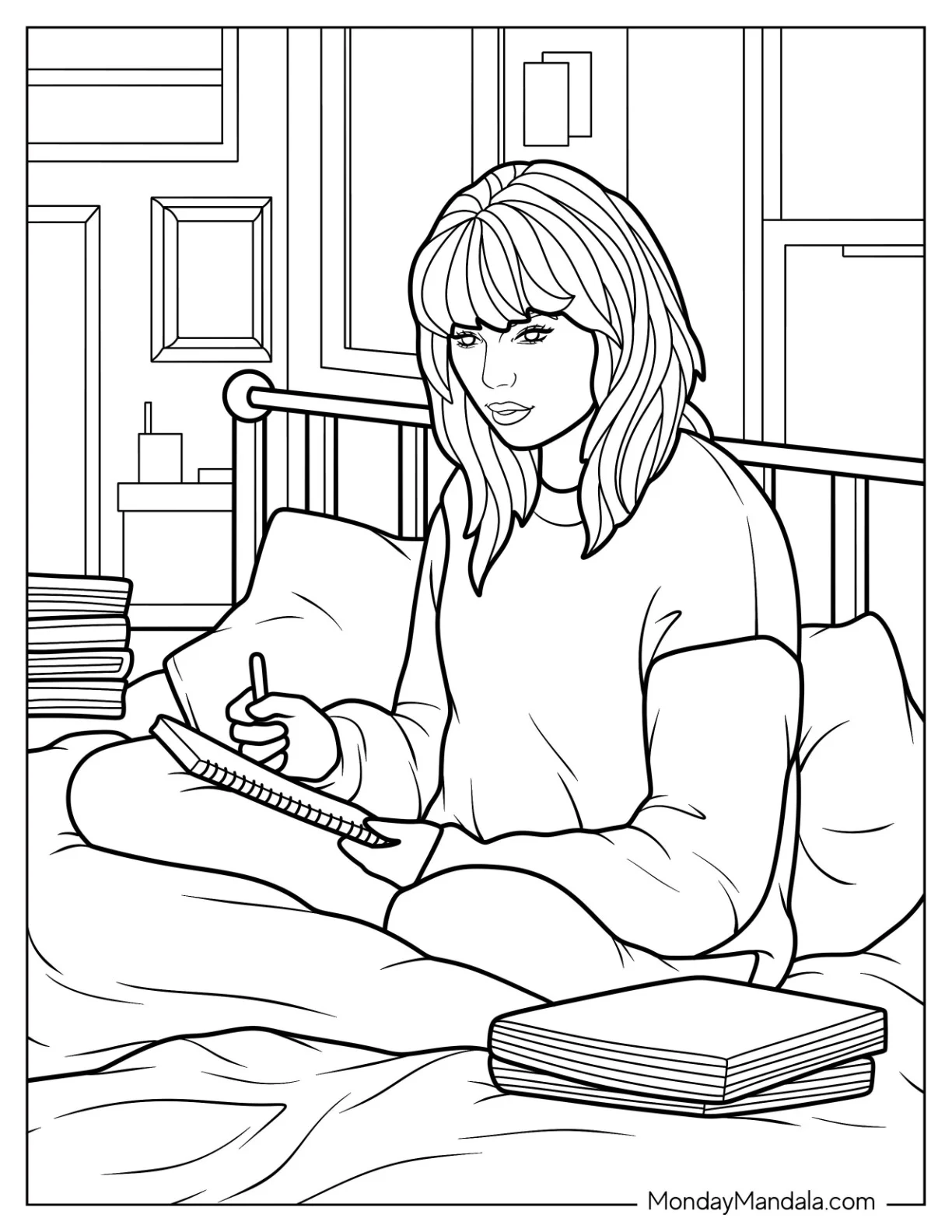Taylor Swift Coloring Page Writing Songs coloring page