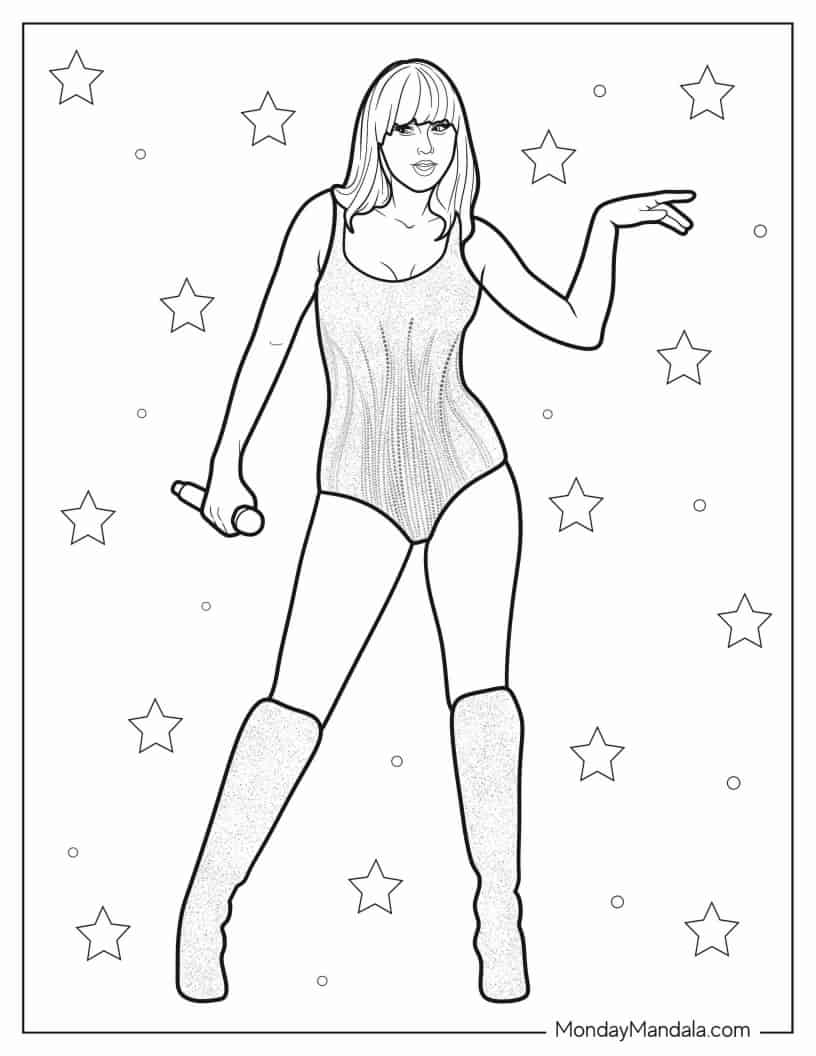 Taylor Swift Dancing On Stage coloring page