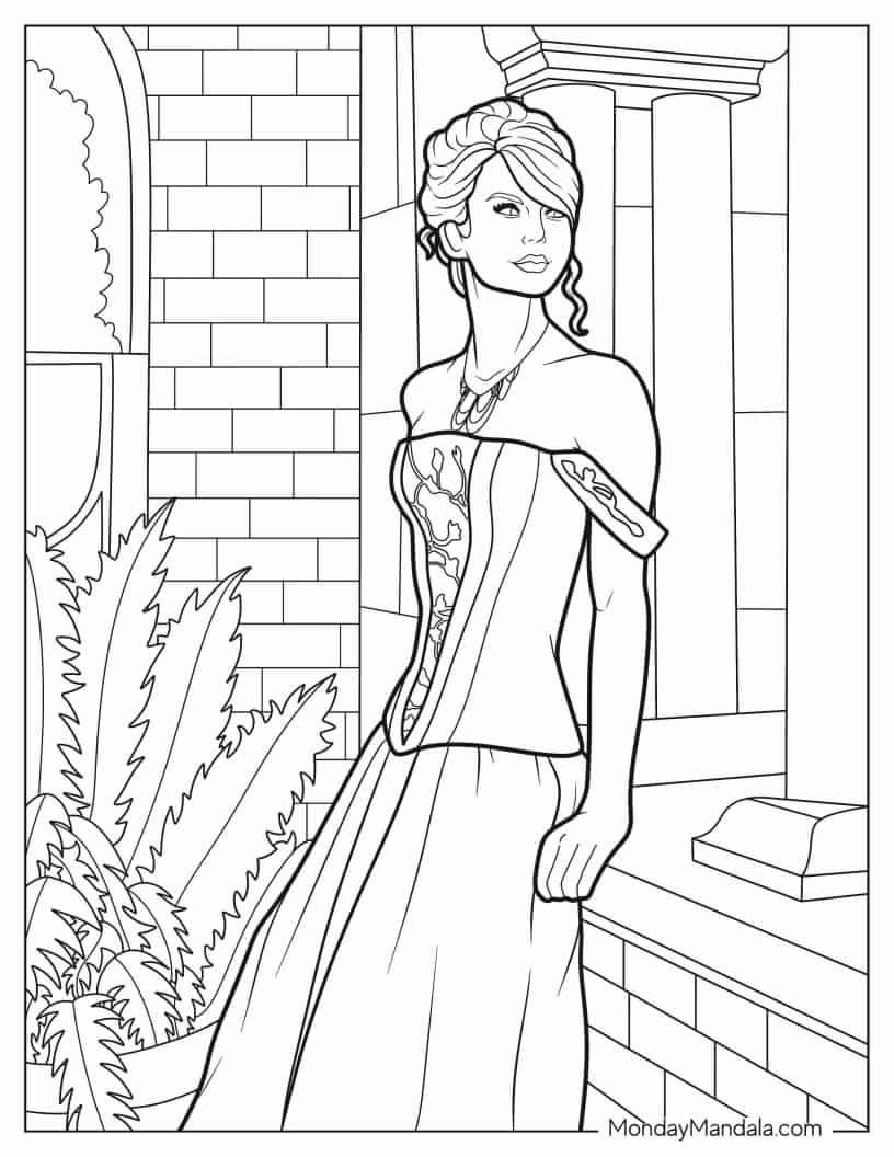 Taylor Swift In Love Story Music Video coloring page