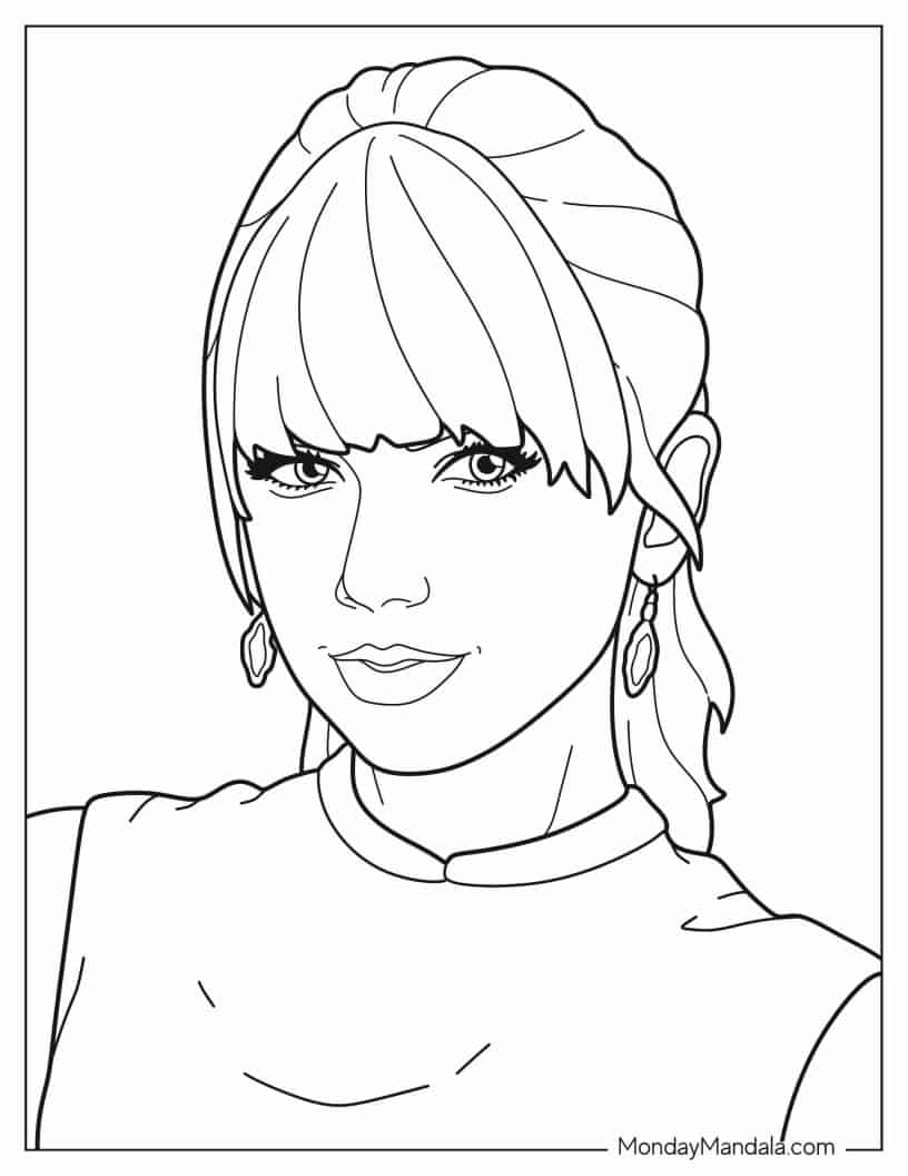 Taylor Swift_s Face Coloring Sheet For Preschoolers coloring page