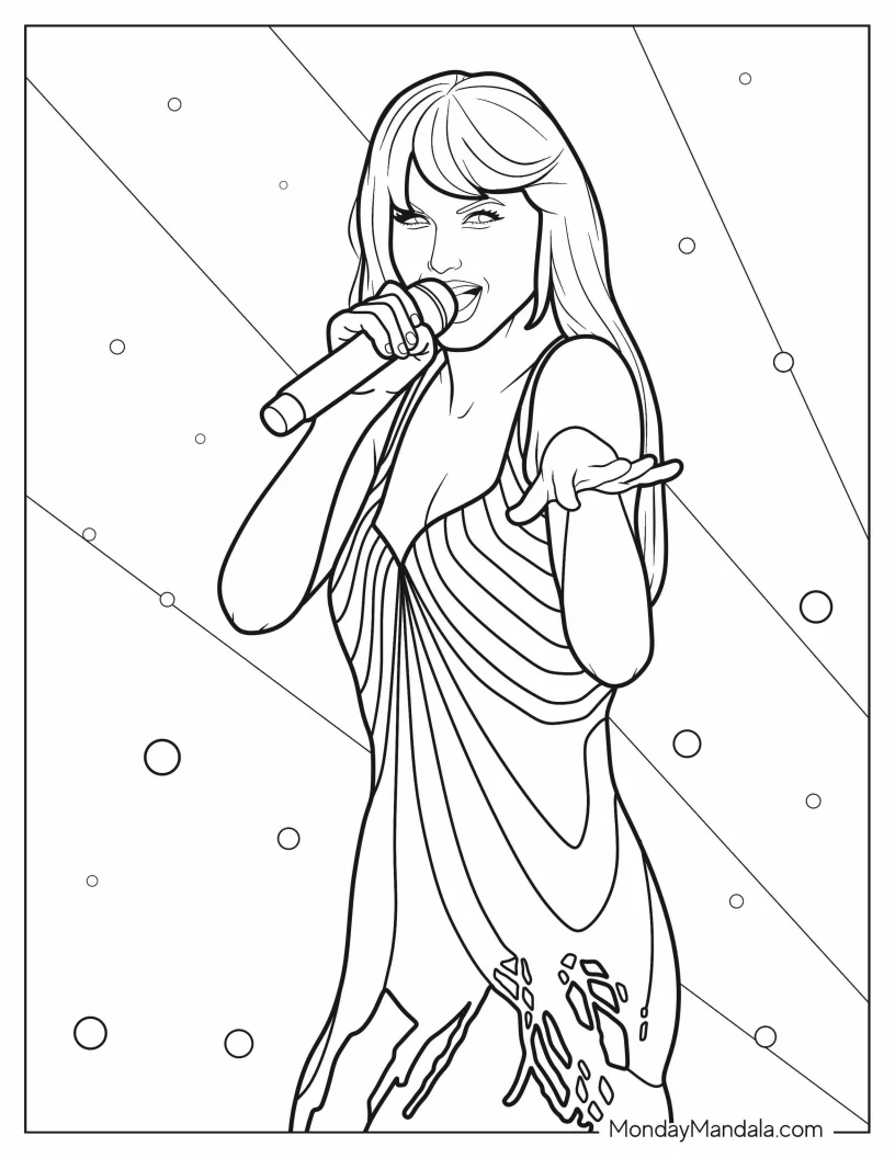 Taylor Swift Singing And Dancing To Color coloring page