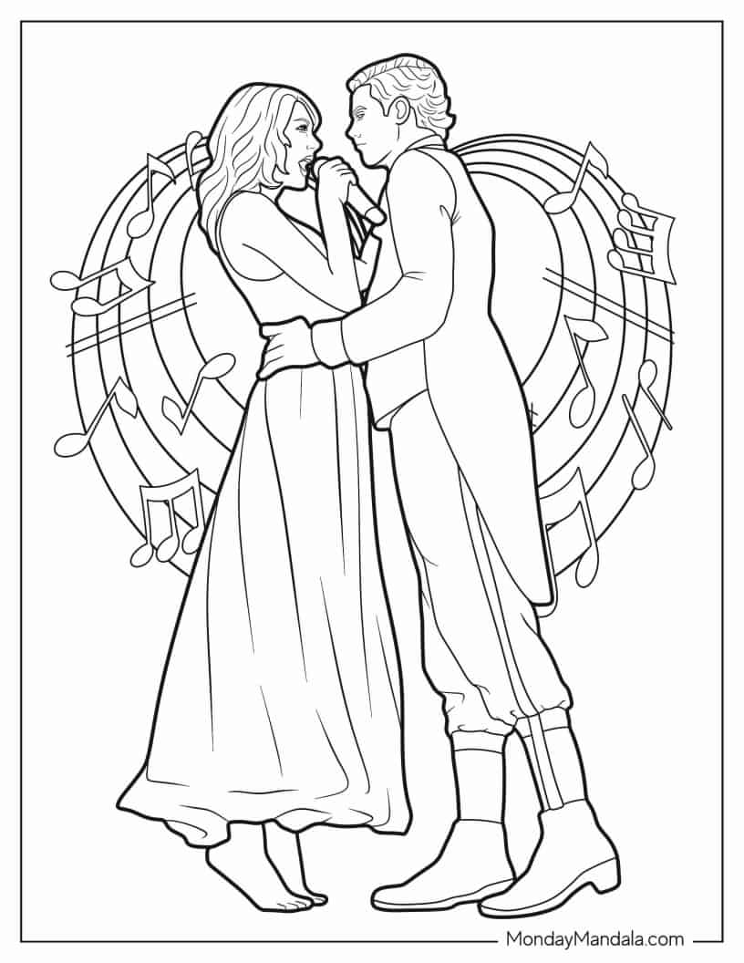 Taylor Swift Singing Love Story To Color coloring page