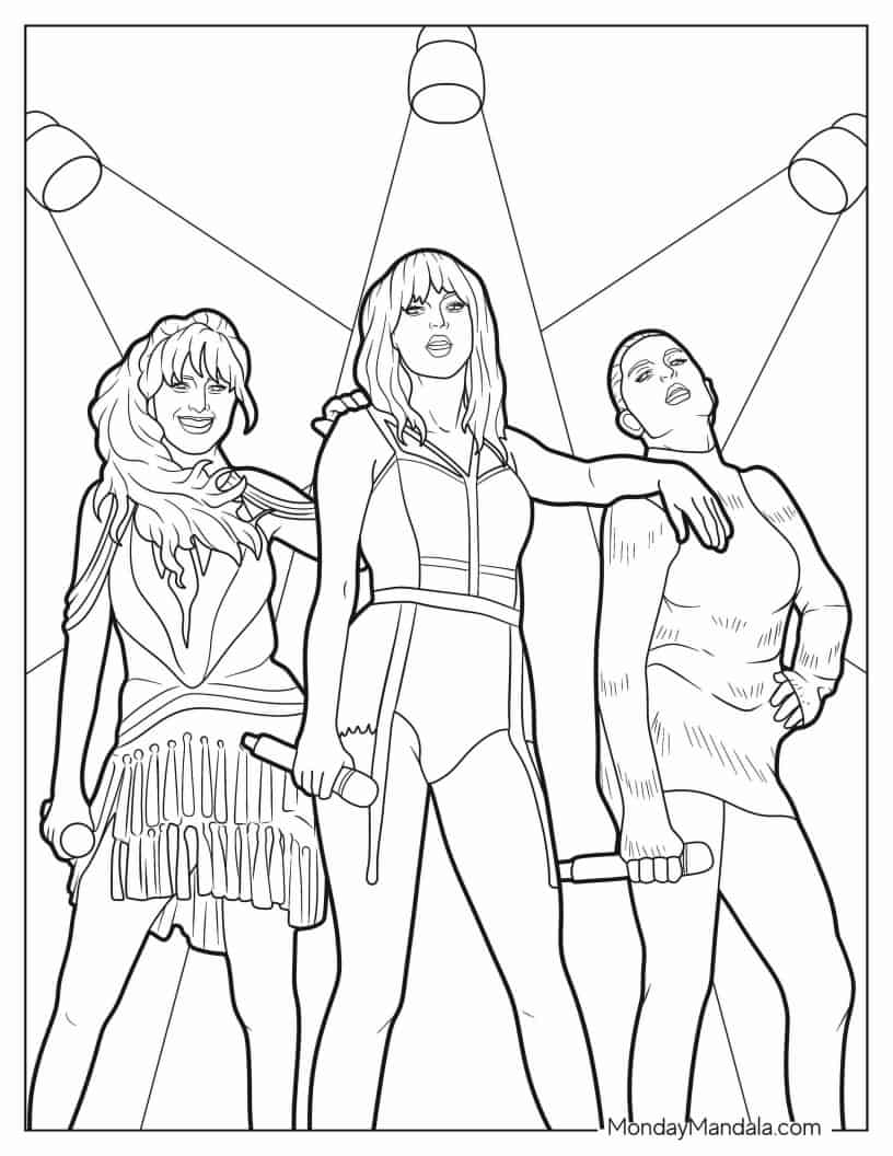 Taylor Swift With Camilla Cabello And Halsey Coloring In coloring page