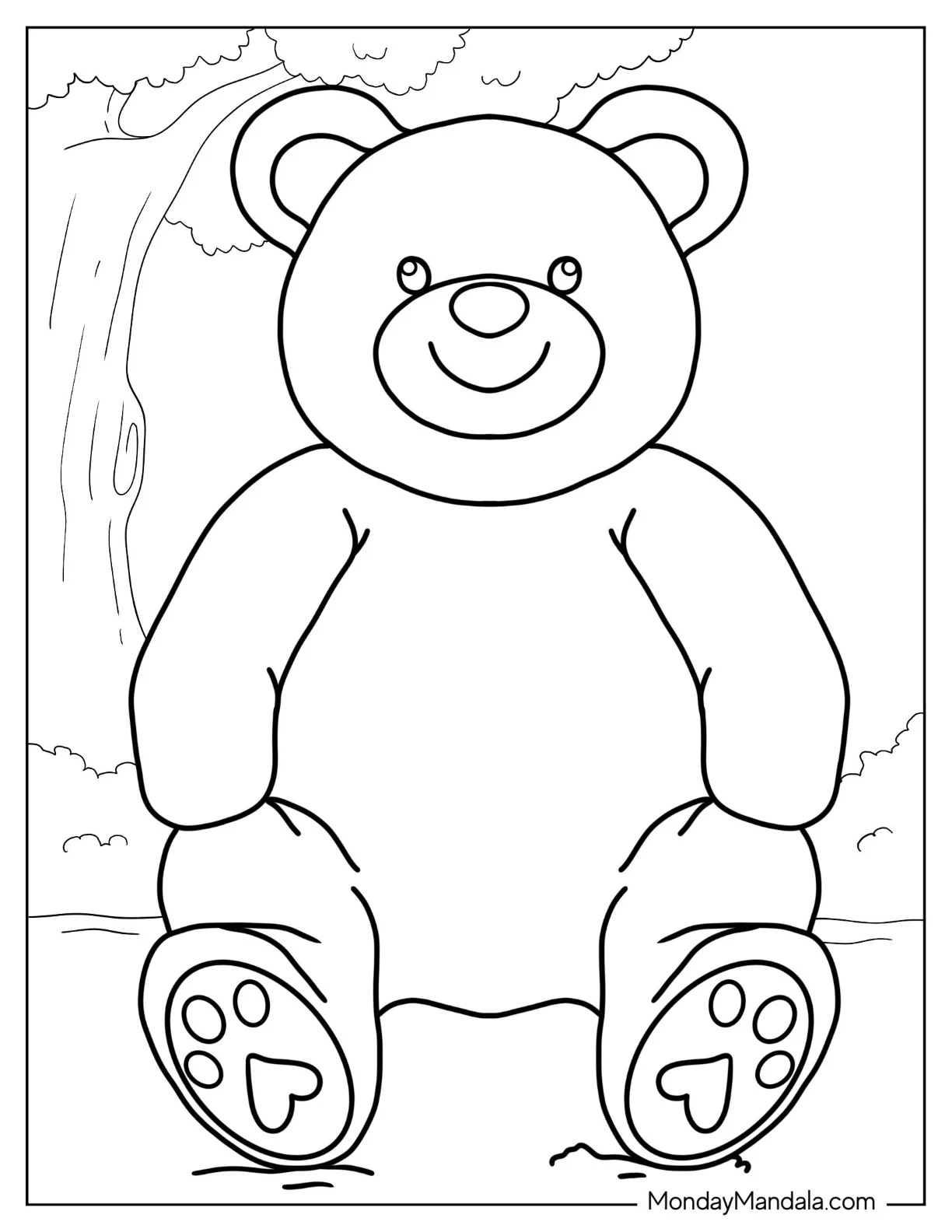 Easy Outline Of a Teddy Bear Coloring Page For Preschoolers coloring page — printable line art
