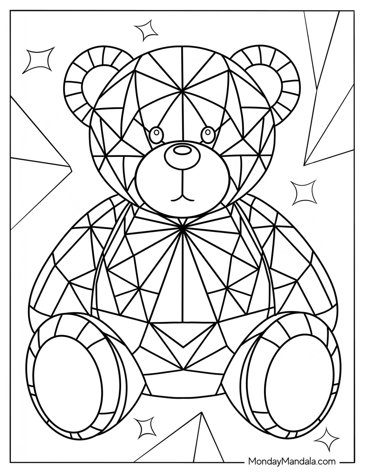 Geometric Teddy Bear Coloring Page coloring page