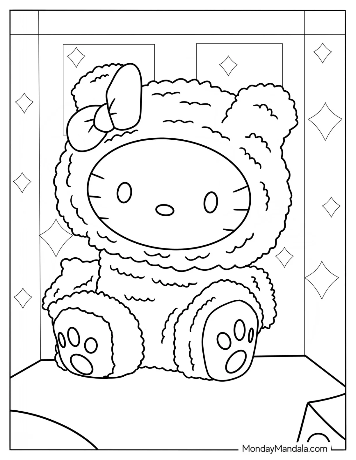 My Melody Stuffed Teddy Bear Coloring Page coloring page — printable line art