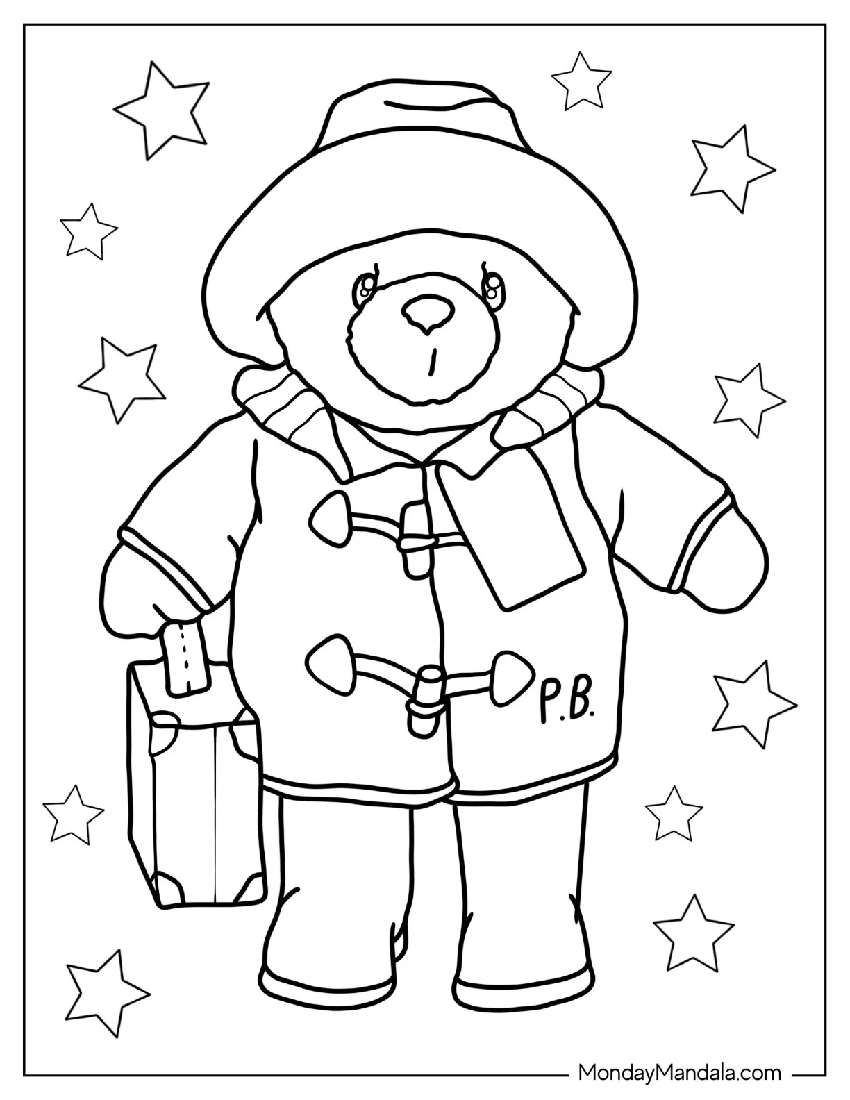 Paddington Teddy Bear Coloring Page coloring page — printable line art