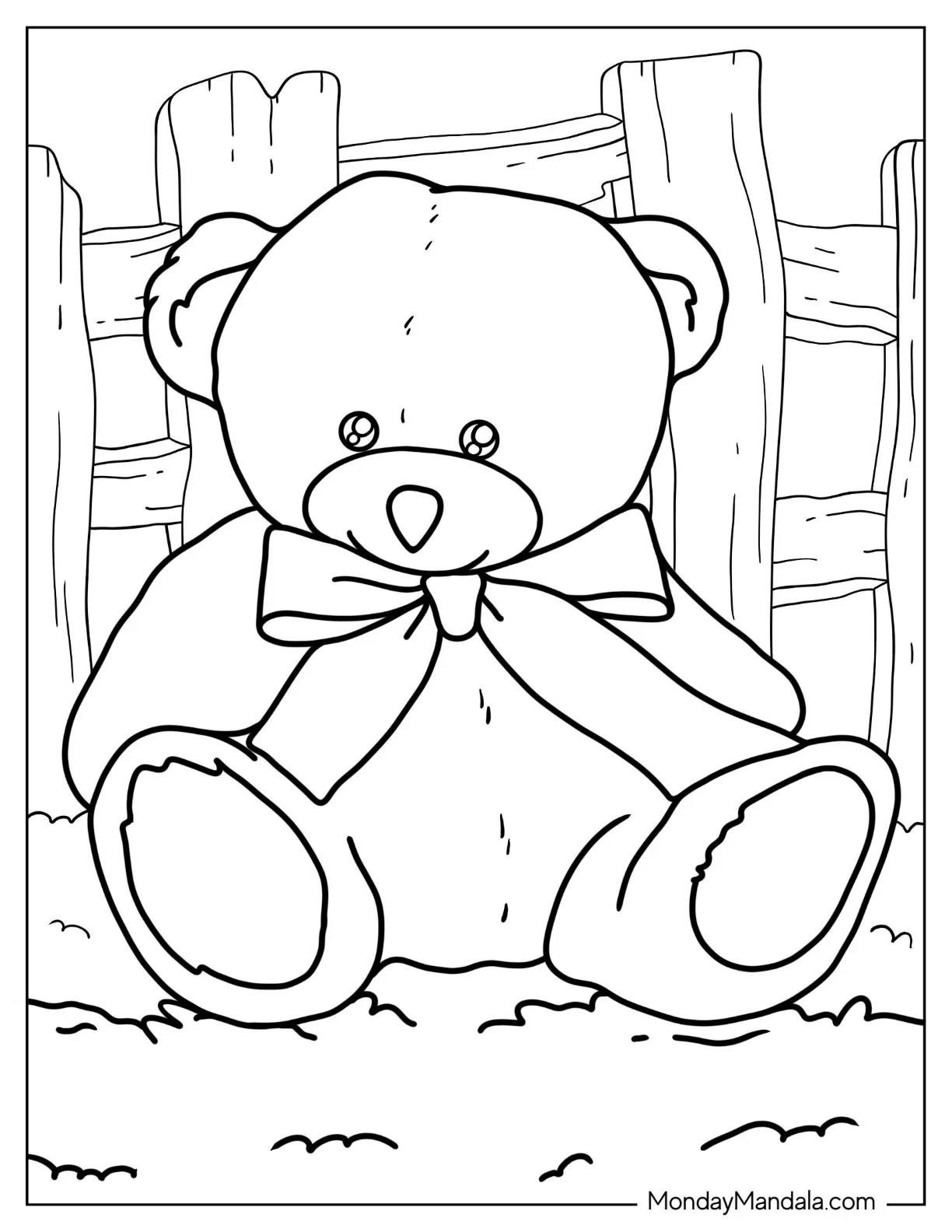 Realistic Looking Teddy Bear Coloring Page coloring page