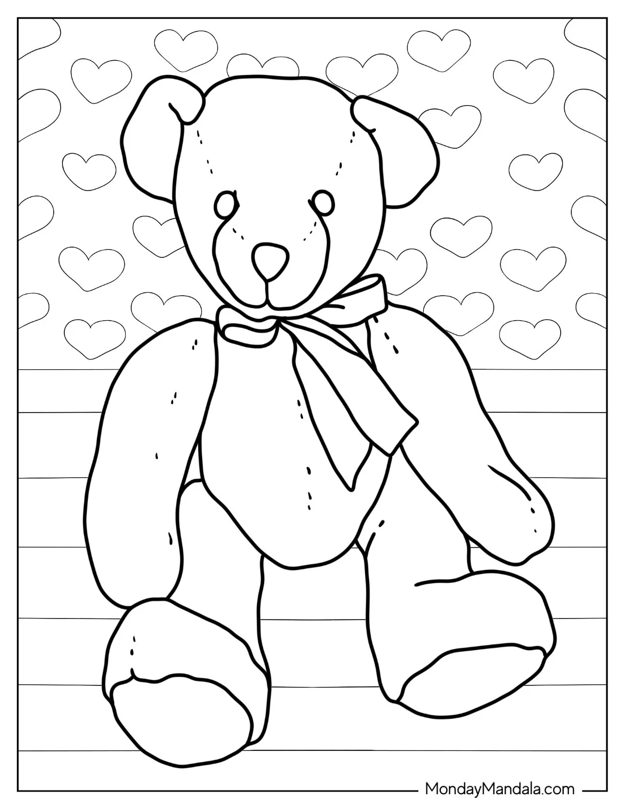 Vintage Style Teddy Bear Coloring Page coloring page