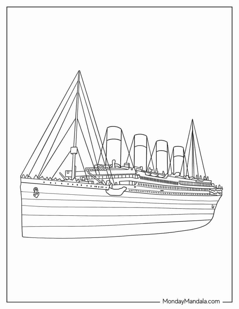 Back View Of The Titanic To Color coloring page