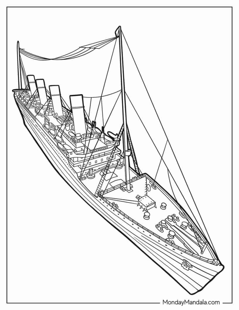 Detailed Coloring Sheet Of The Titanic coloring page