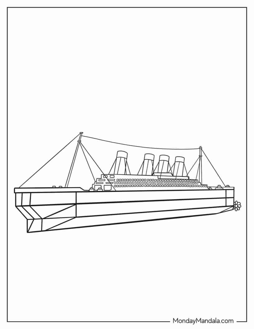 Simple Outline of Titanic To Color coloring page