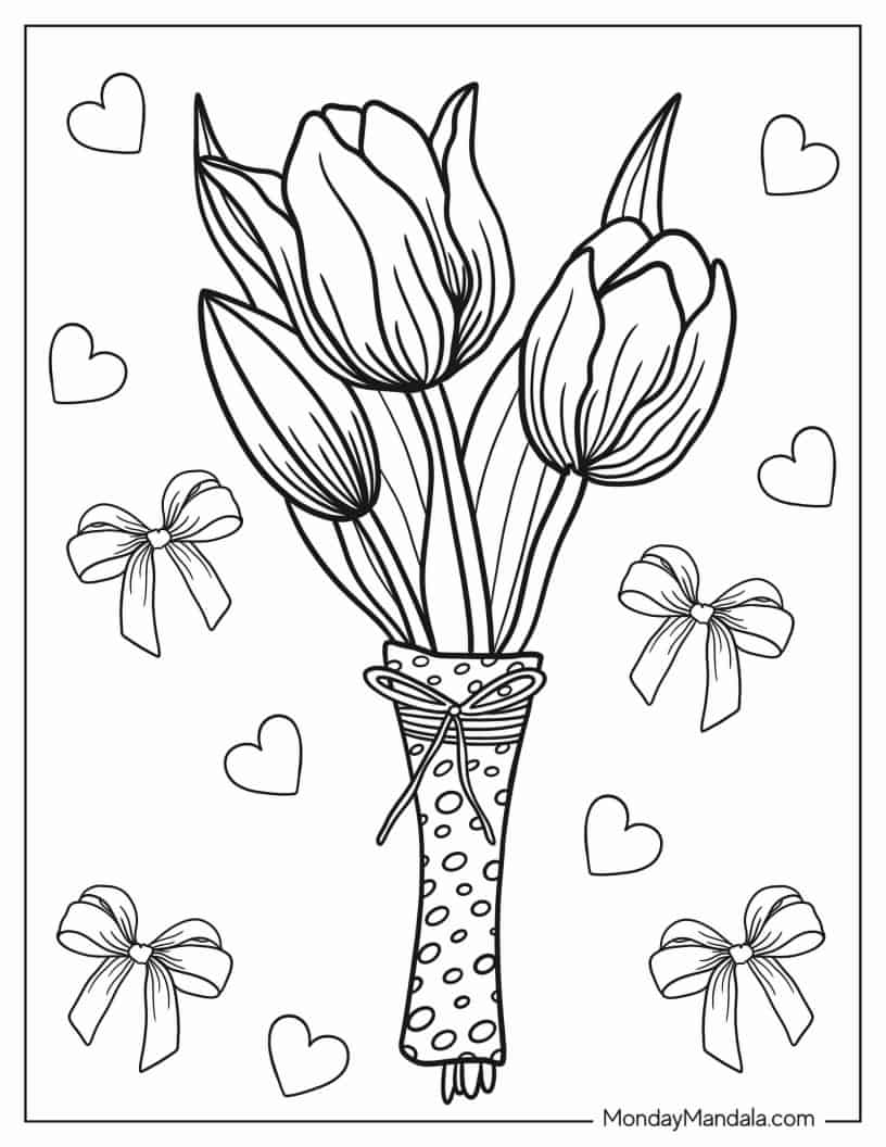 Coloring Sheet Of Large Tulip Bulbs coloring page