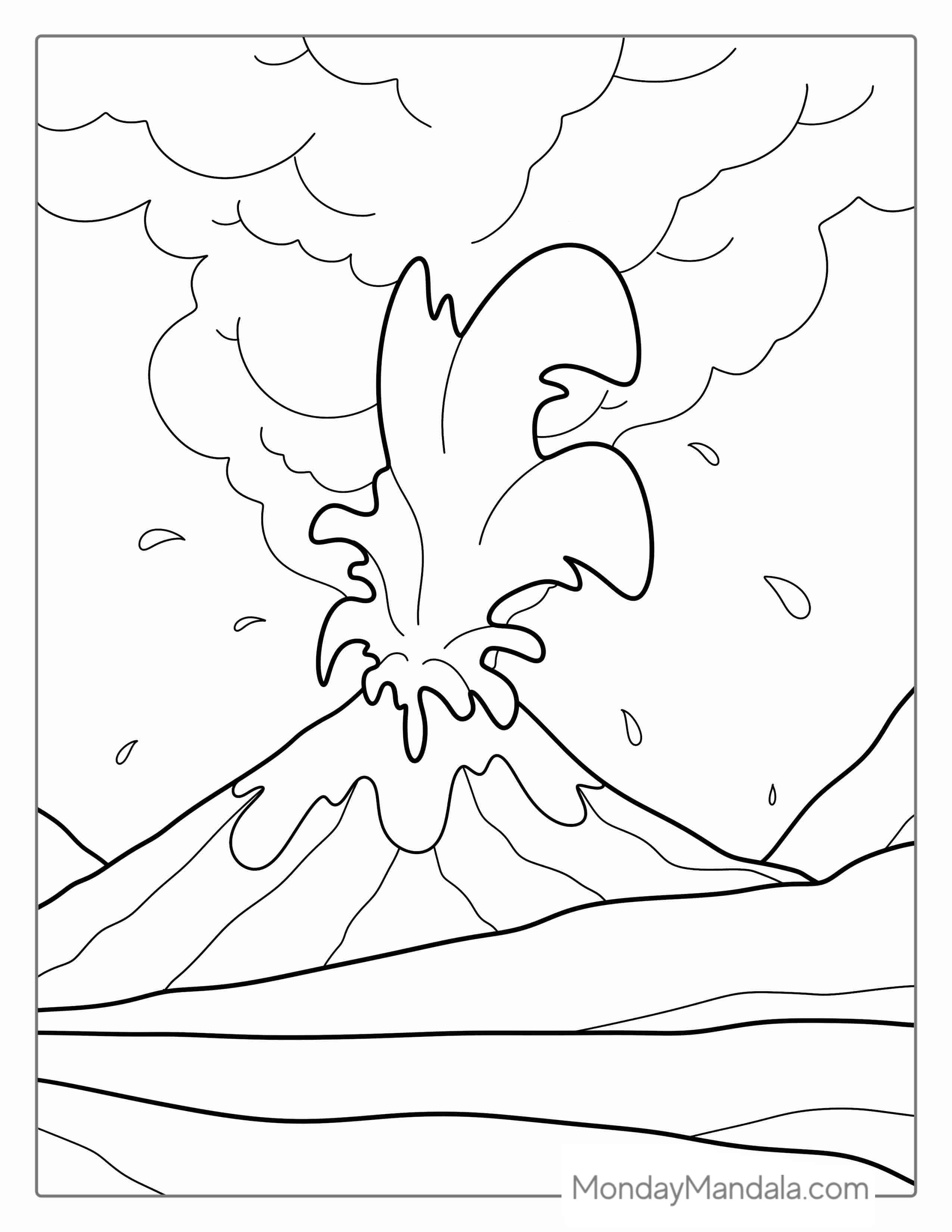 Volcano Coloring Pages Free PDF Printable coloring page