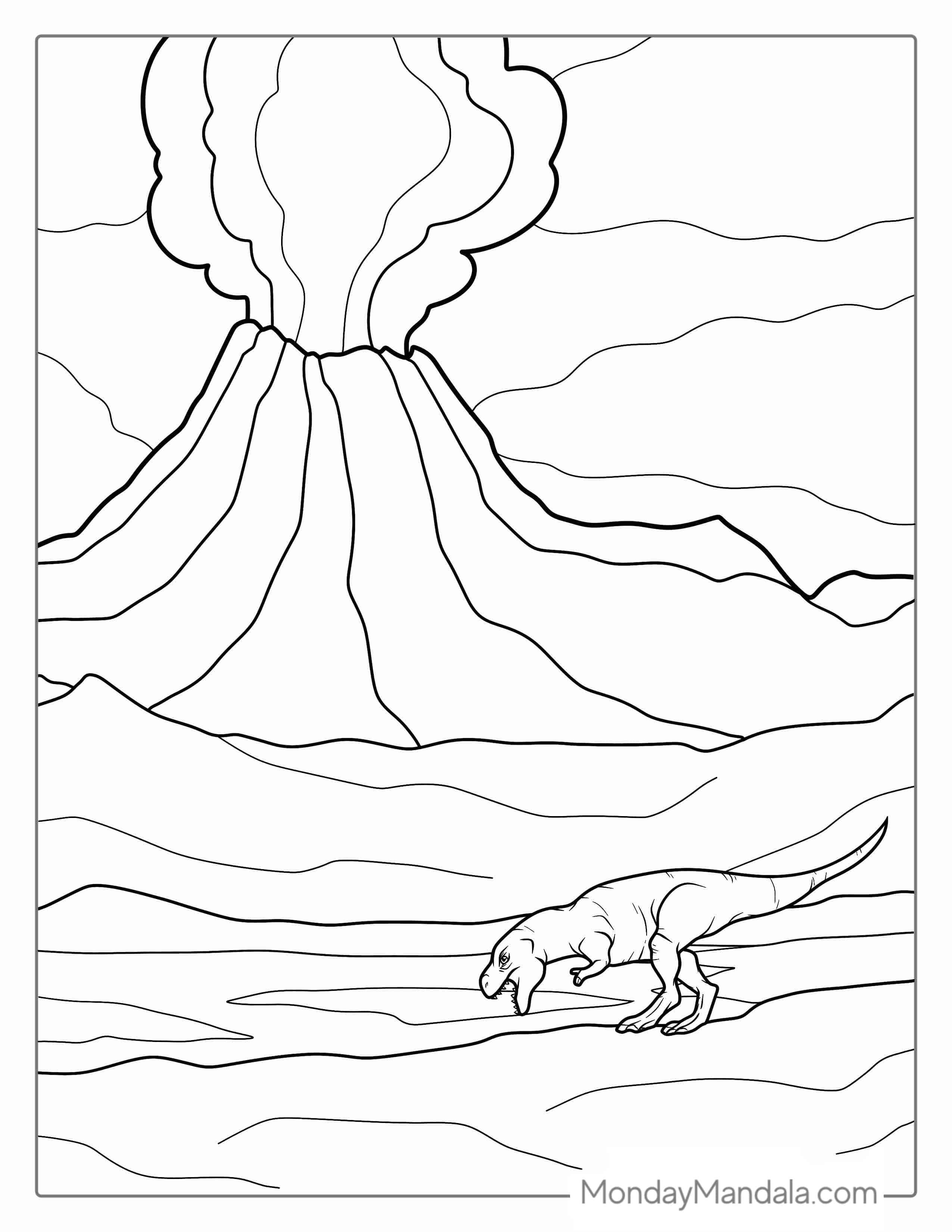Volcano Coloring Pages Free PDF Printable coloring page
